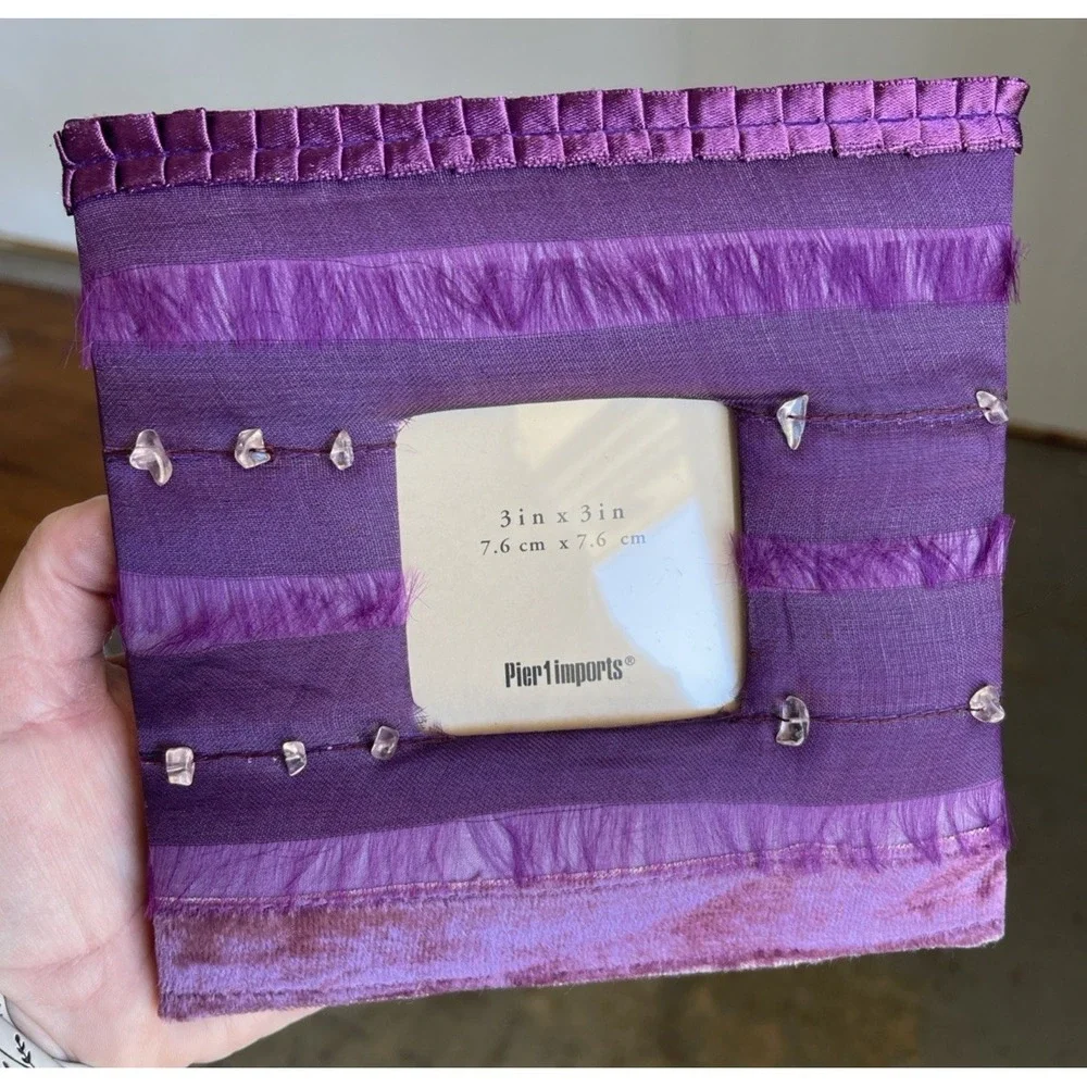 Pier 1 Imports Picture Frame Satin Beaded & Ribbon 3